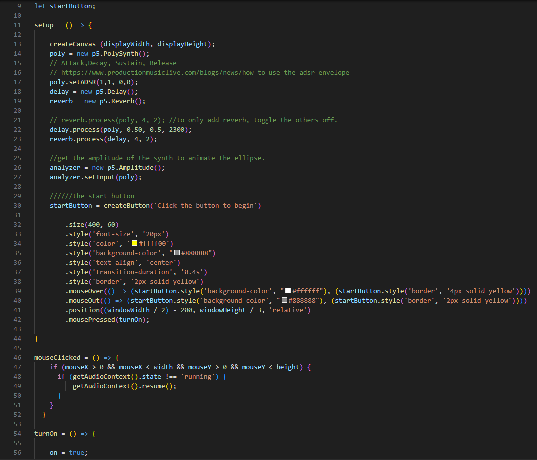 I really liked playing with the example code for this project and kept iterating changing values.