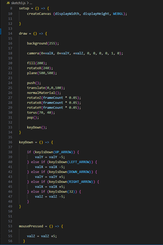 I really liked playing with the example code for this project and kept iterating changing values.
