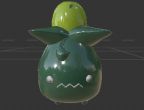 One of my first ideas for Smoliv was to make him look like a glazed clay piece but I didn't end up liking how shiny it made him look.