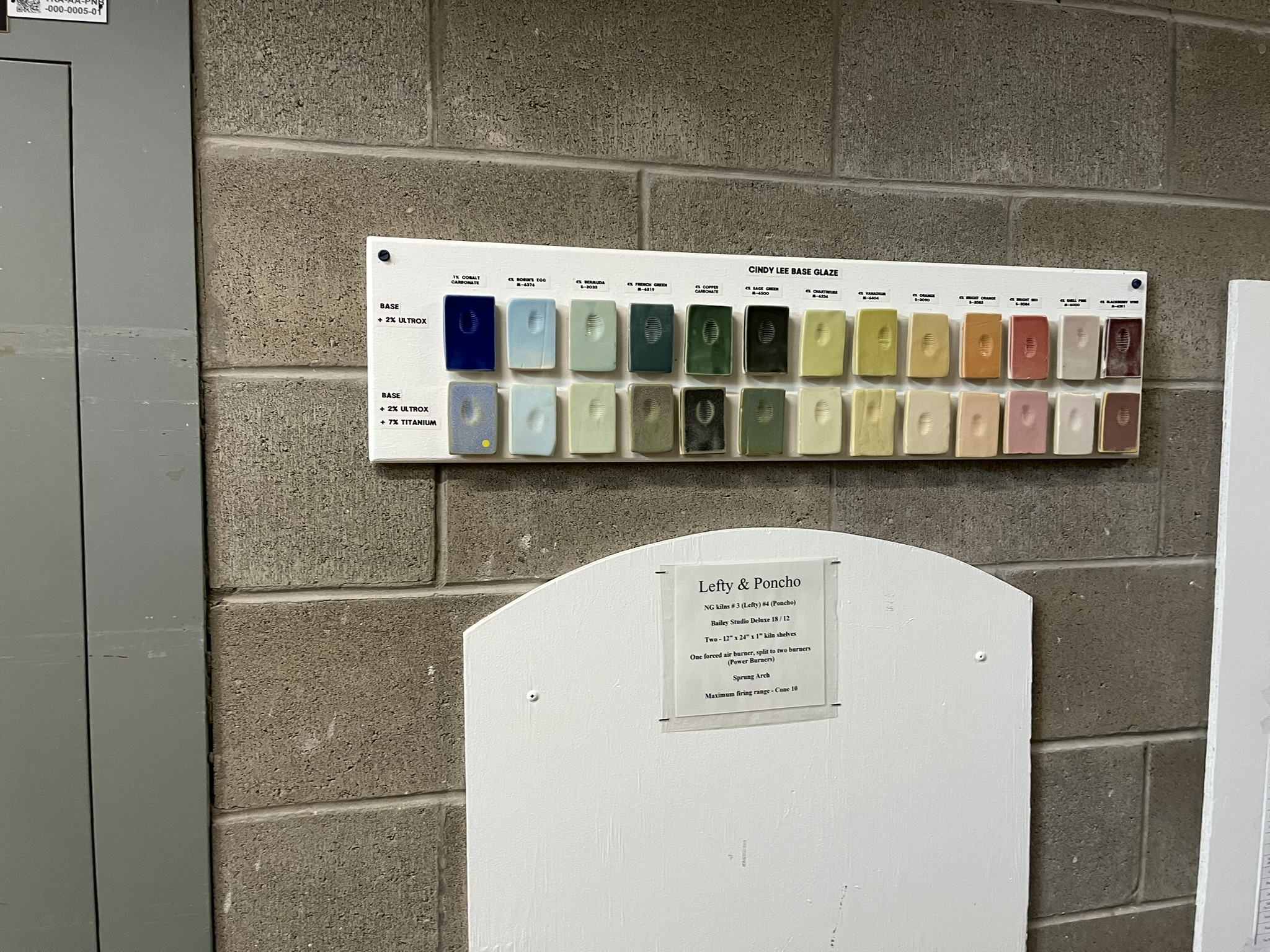 The Craft and Design Clay students were kind enough to explain to us that these are examples of the different glazes they use on their projects. These are different concentrations of different pigments causing different colours when it's fired, before that the glazes look really similar.