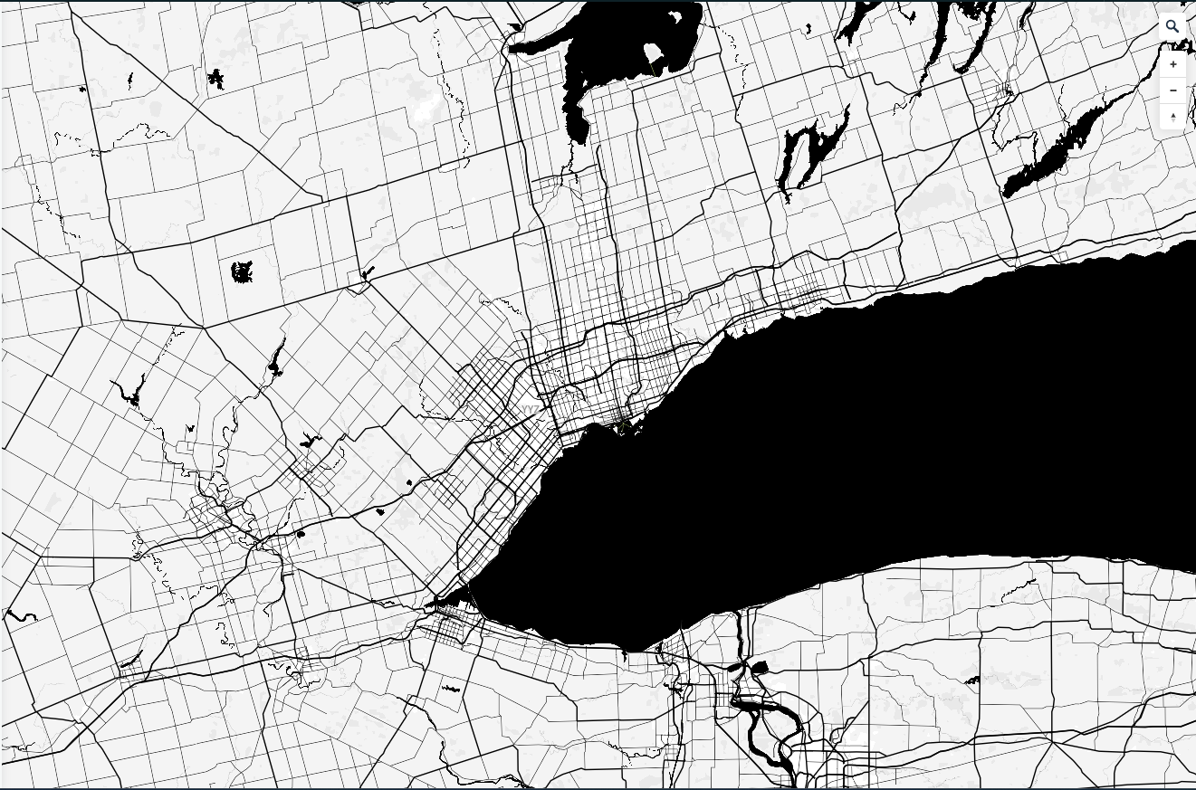 This is a laser cut ready map of the Greater Toronto Area, I really like the way the roads look like rivers in this strictly black and white format.