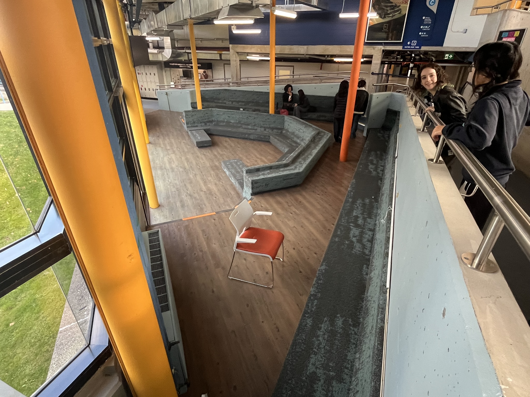 This little carpet pit in the C wing is a heavily used area you can even see it in use as I am photographing it, however it seems like all this use has caused wear and tear. The carpet is completely worn down in many places as well as barely providing comfort where it still does work. The ceramics sale also usually happens here and they always struggle for spaces, this pit needs tables!